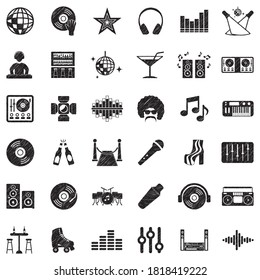Iconos Disco. Diseño de esgrima negra. Ilustración vectorial.