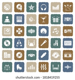 Disco Icons. Grunge Color Flat Design. Vector Illustration.