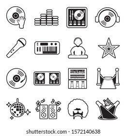 Disco Icons. Line With Fill Design. Vector Illustration.