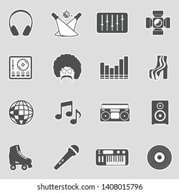 Disco Icons. Sticker Design. Vector Illustration.