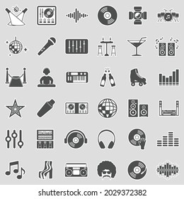 Disco Icons. Sticker Design. Vector Illustration.