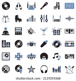 Iconos Disco. Diseño Plano De Dos Tonos. Ilustración vectorial.