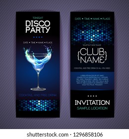 Disco invitation to cocktail party. Document template design