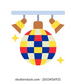 Disco Light ícone de cor plana, mini ilustração para relaxamento, festa, pubs e bares UI, kit UX, app e desenvolvimento web, digital ou impressão.