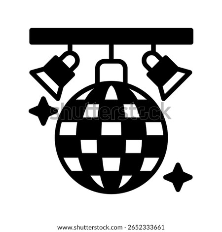 Disco Light glyph icon, mini illustration for relaxation, party, pubs and bars UI, UX kit, app and web development, digital or print.