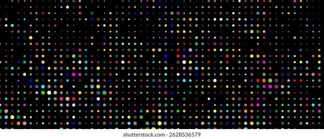 disco lights dots pattern on black background, Vector illustration