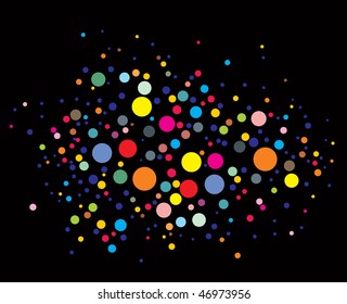 disco lights dots pattern on black background, Vector illustration