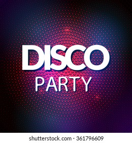 Die Disco leuchtet auf mosaikem Hintergrund. Vektorfarbene Disco-Partyleuchten