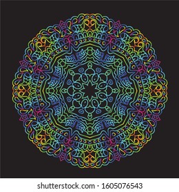 Disco Lights Rainbow Mandala Vector Art Pattern Design 