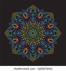 Disco Lights Rainbow Mandala Vector Art Pattern Design 