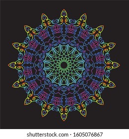 Disco Lights Rainbow Mandala Vector Art Pattern Design 