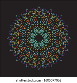 Disco Lights Rainbow Mandala Vector Art Pattern Design 