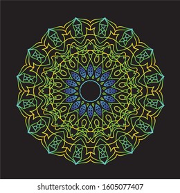 Disco Lights Rainbow Mandala Vector Art Pattern Design 