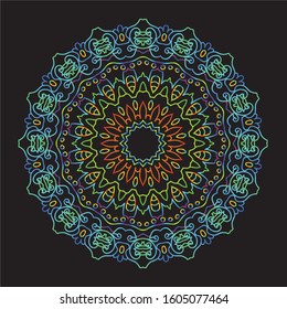 Disco Lights Rainbow Mandala Vector Art Pattern Design 