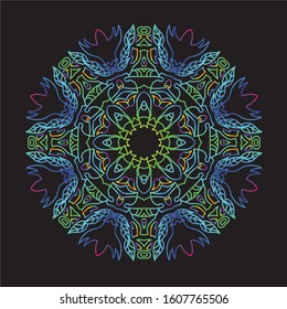 Disco Lights Rainbow Mandala Vector Art Pattern Design 