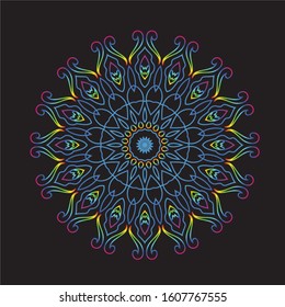 Disco Lights Rainbow Mandala Vector Art Pattern Design 