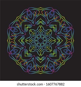 Disco Lights Rainbow Mandala Vector Art Pattern Design 