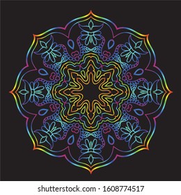 Disco Lights Rainbow Mandala Vector Art Pattern Design 