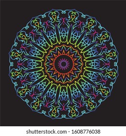 Disco Lights Rainbow Mandala Vector Art Pattern Design 