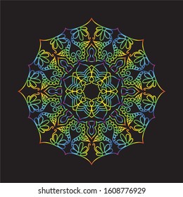 Disco Lights Rainbow Mandala Vector Art Pattern Design 