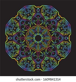 Disco Lights Rainbow Mandala Vector Art Pattern Design 