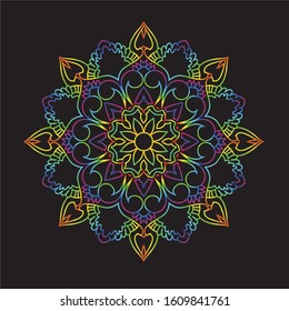Disco Lights Rainbow Mandala Vector Art Pattern Design 