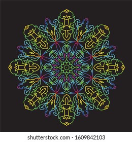 Disco Lights Rainbow Mandala Vector Art Pattern Design 