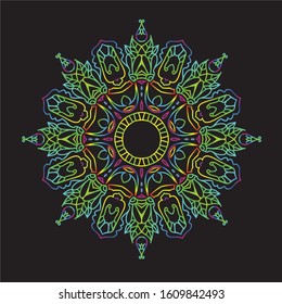 Disco Lights Rainbow Mandala Vector Art Pattern Design 