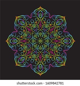 Disco Lights Rainbow Mandala Vector Art Pattern Design 