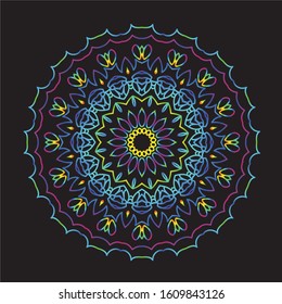 Disco Lights Rainbow Mandala Vector Art Pattern Design 