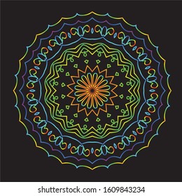 Disco Lights Rainbow Mandala Vector Art Pattern Design 