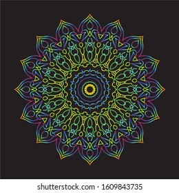 Disco Lights Rainbow Mandala Vector Art Pattern Design 