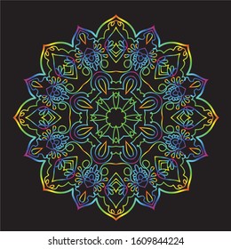 Disco Lights Rainbow Mandala Vector Art Pattern Design 