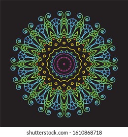 Disco Lights Rainbow Mandala Vector Art Pattern Design 