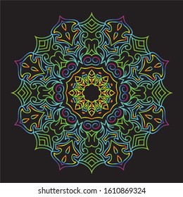 Disco Lights Rainbow Mandala Vector Art Pattern Design 
