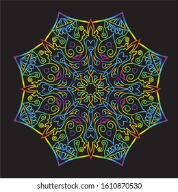 Disco Lights Rainbow Mandala Vector Art Pattern Design 