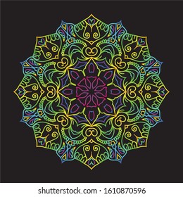 Disco Lights Rainbow Mandala Vector Art Pattern Design 