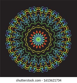 Disco Lights Rainbow Mandala Vector Art Pattern Design 