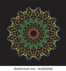 Disco Lights Rainbow Mandala Vector Art Pattern Design 
