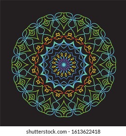 Disco Lights Rainbow Mandala Vector Art Pattern Design 