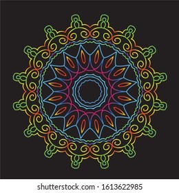 Disco Lights Rainbow Mandala Vector Art Pattern Design 