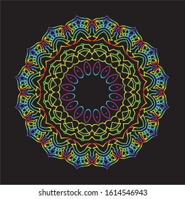 Disco Lights Rainbow Mandala Vector Art Pattern Design 