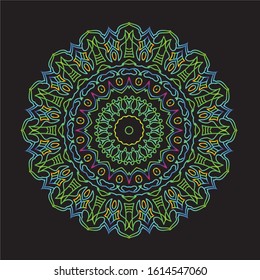 Disco Lights Rainbow Mandala Vector Art Pattern Design 