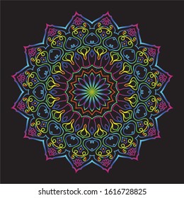 Disco Lights Rainbow Mandala Vector Art Pattern Design 