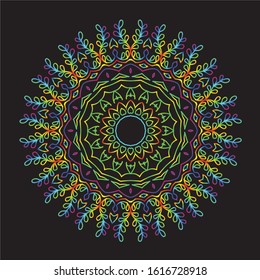 Disco Lights Rainbow Mandala Vector Art Pattern Design 