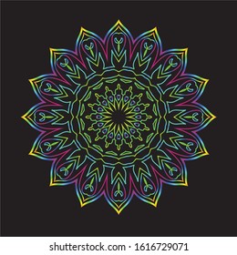 Disco Lights Rainbow Mandala Vector Art Pattern Design 