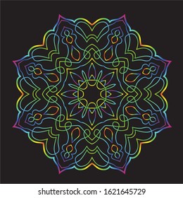 Disco Lights Rainbow Mandala Vector Art Pattern Design 
