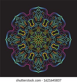 Disco Lights Rainbow Mandala Vector Art Pattern Design 