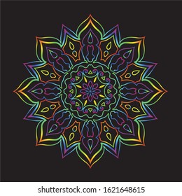 Disco Lights Rainbow Mandala Vector Art Pattern Design 