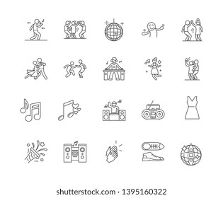 Disco line icons, signs, vector set, outline illustration concept 